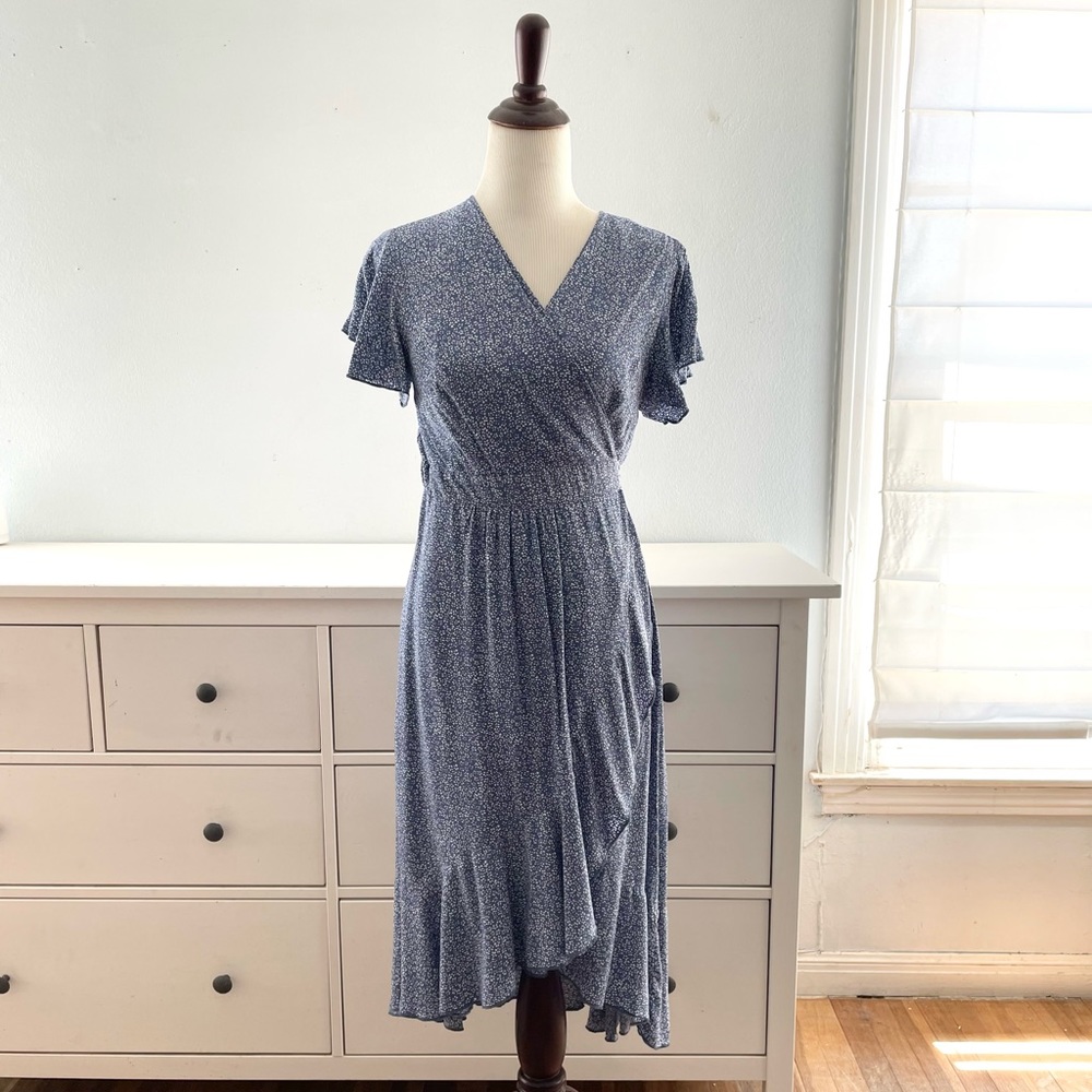 ZESICA Wrap V Neck Short Sleeve Maxi Dress